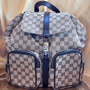 Authentic Gucci GG Jackie Canvas Backpack - Excellent Condition